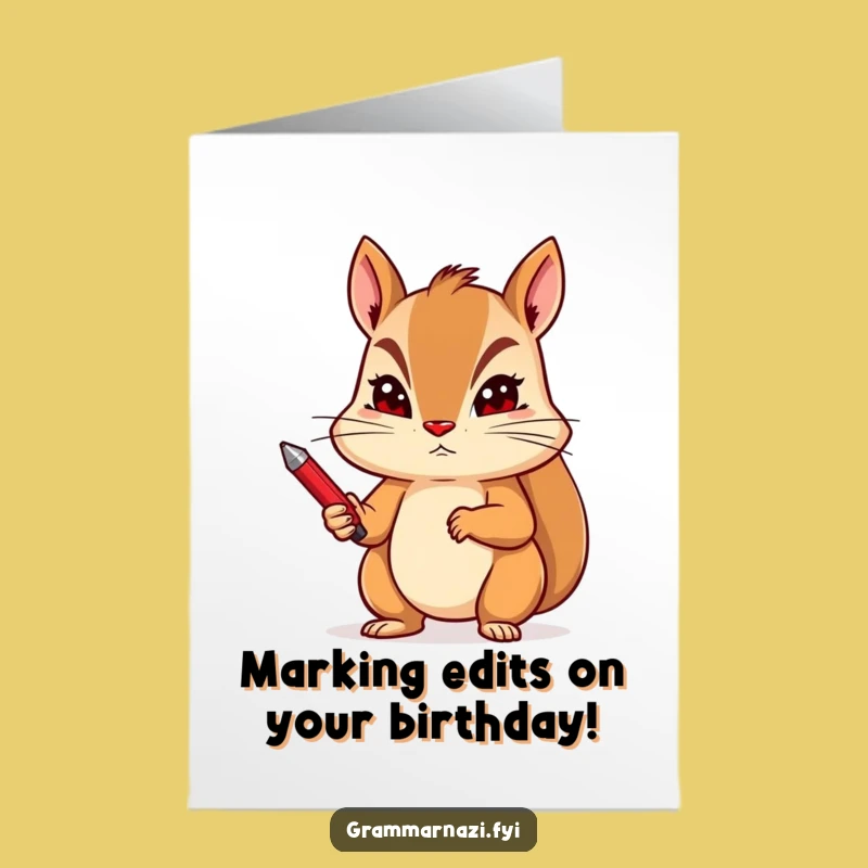 Free Printable Squirrel Birthday Card - Funny Red Pen Downloadable Gift