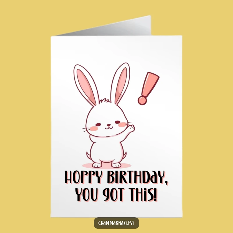 Funny Free Printable Birthday Card: Rabbit's Point - Humorous Downloadable Surprise
