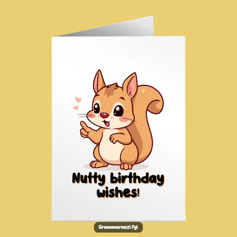 Free Printable Squirrel Birthday Card: Funny Grammar Squirrel Gift For Writers