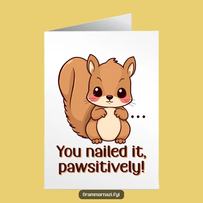 Free Printable Congrats Card: Squirrel Editor Corrects Your Big Win - DIY Funny!