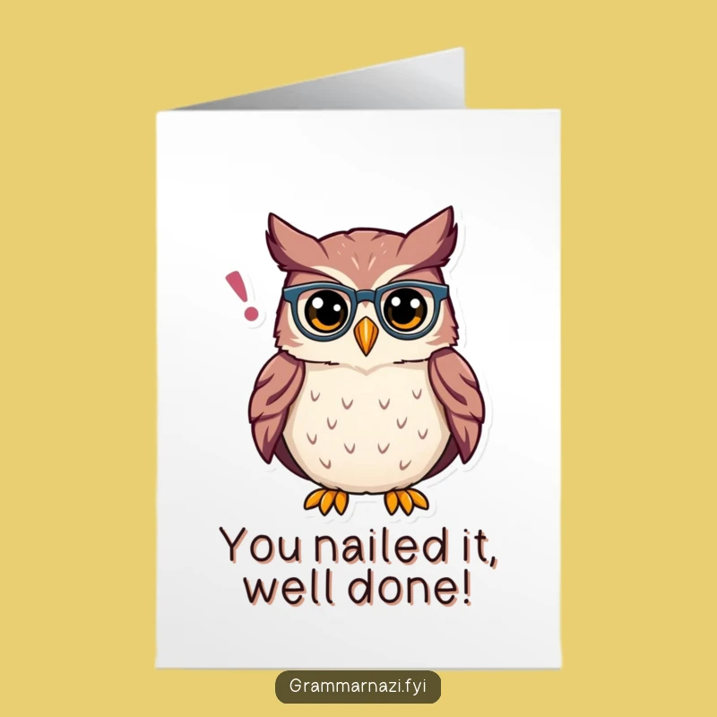 Free Printable Congratulations Card: Owl's Apostrophe - Smart & Funny Downloadable