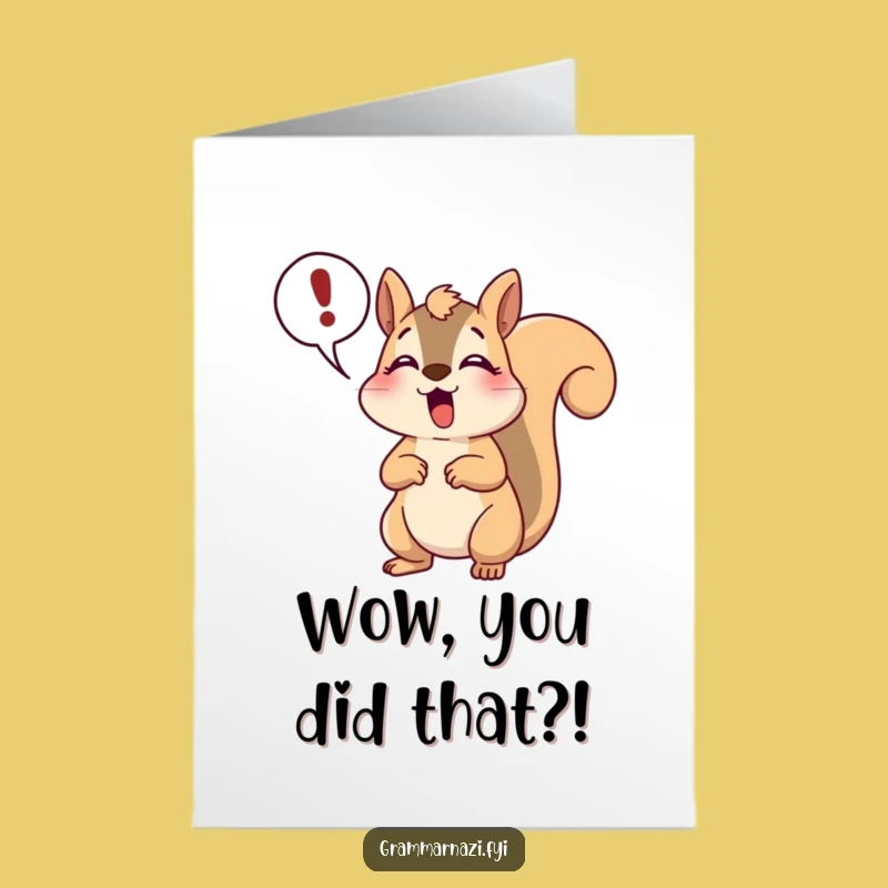 Free Printable Squirrel Congrats Card: Shocked Success DIY Downloadable Gift