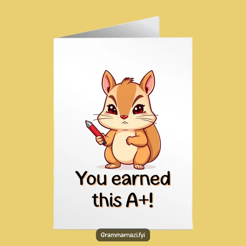 Free Printable Squirrel Congratulations Card - Funny Red Pen Downloadable Gift