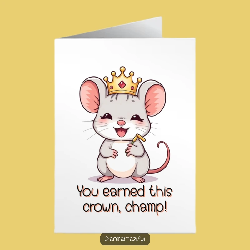 Free Printable Funny Mouse Congratulations Card - A Royal Stamp of Approval!