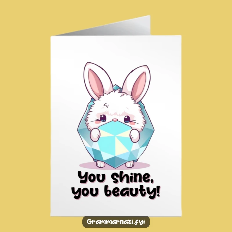 Free Printable Congrats Card: Bunny Gem, Sparkling Downloadable Gift for Big Wins