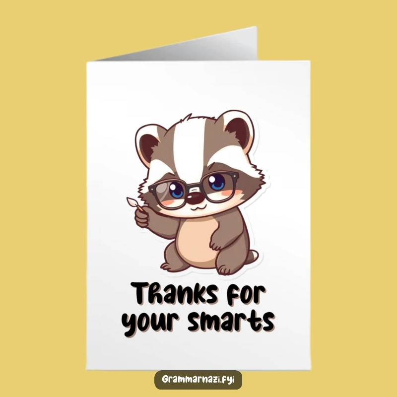 Diligent Free Printable Kawaii Badger Thank You Card - Downloadable Smart Gift