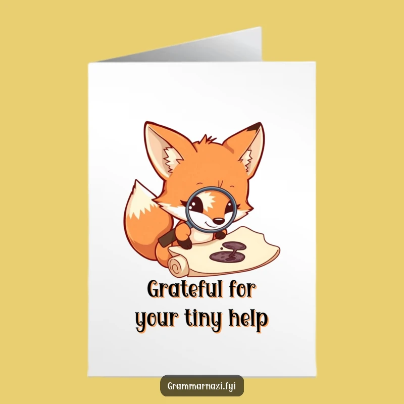 Free Printable Fox Thank You Card: Funny Investigator Expressing Gratitude Downloadable