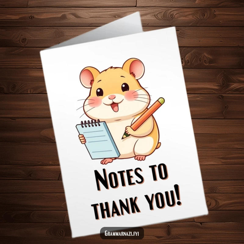 Funny Free Printable Thank You Card: A happy hamster ready to jot down a sincere and humorous thank you note.