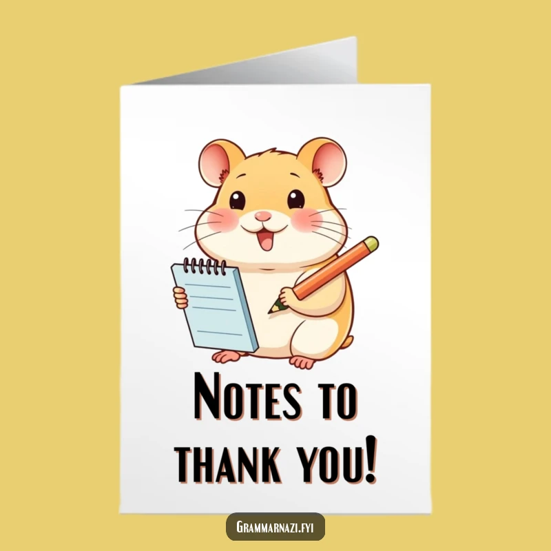 Free Printable Funny Hamster Thank You Card - Grateful Note-Taker Downloadable Gift