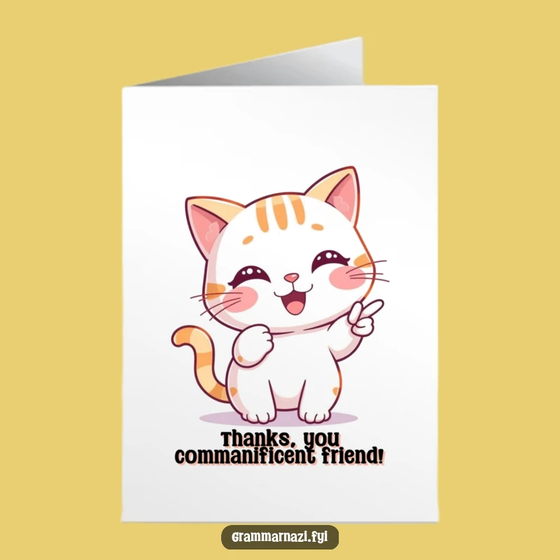 Free Printable Thank You Card: Cat Grammar Expert, Funny Downloadable Gift