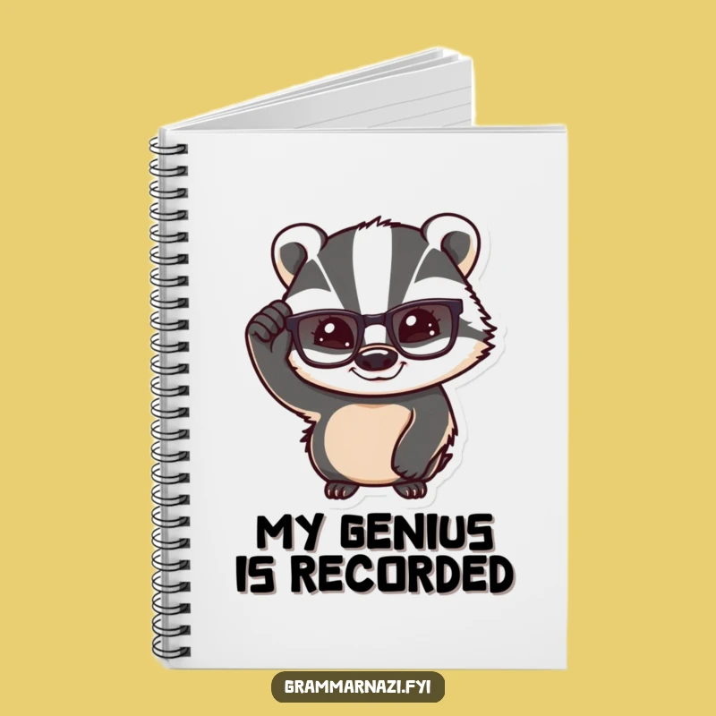 Funny Confident Badger Notebook: Jot Down Ideas with Knowing Intellect