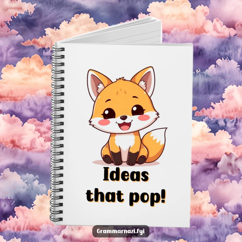 Funny Notebook: A joyful fox joyfully places a perfect exclamation mark, inspiring energetic writing and grammar appreciation.