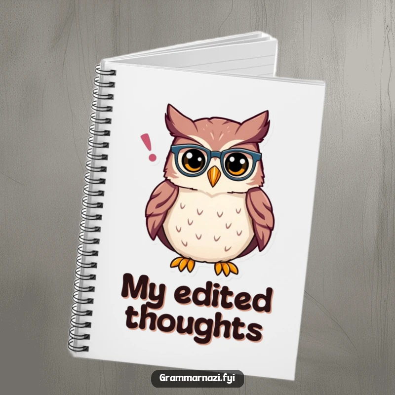 Funny Owl Grammar Notebook: A notebook with a proud owl adjusting an apostrophe, perfect for writing and noting important literary details.