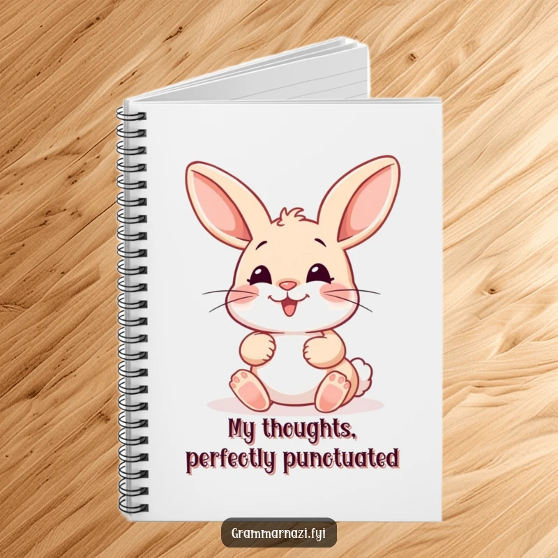 Funny Notebook: A happy bunny meticulously places a misplaced colon with care, inspiring great ideas and grammar appreciation for note-takers.