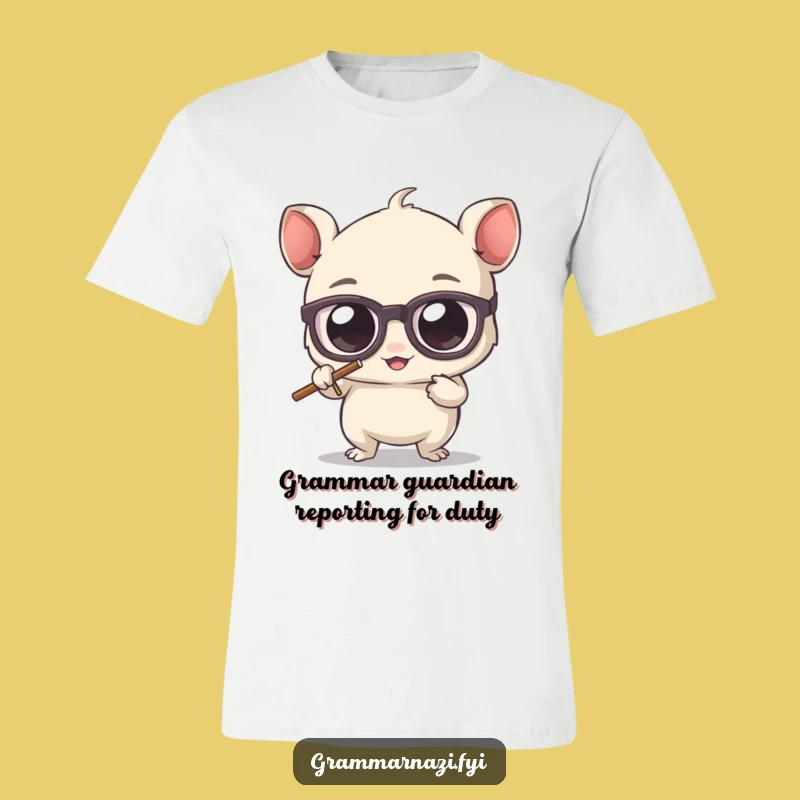 Funny Grammar Defender Tee: Cute Bespectacled Creature Correcting Apostrophe Mistakes, Hilarious Shirt