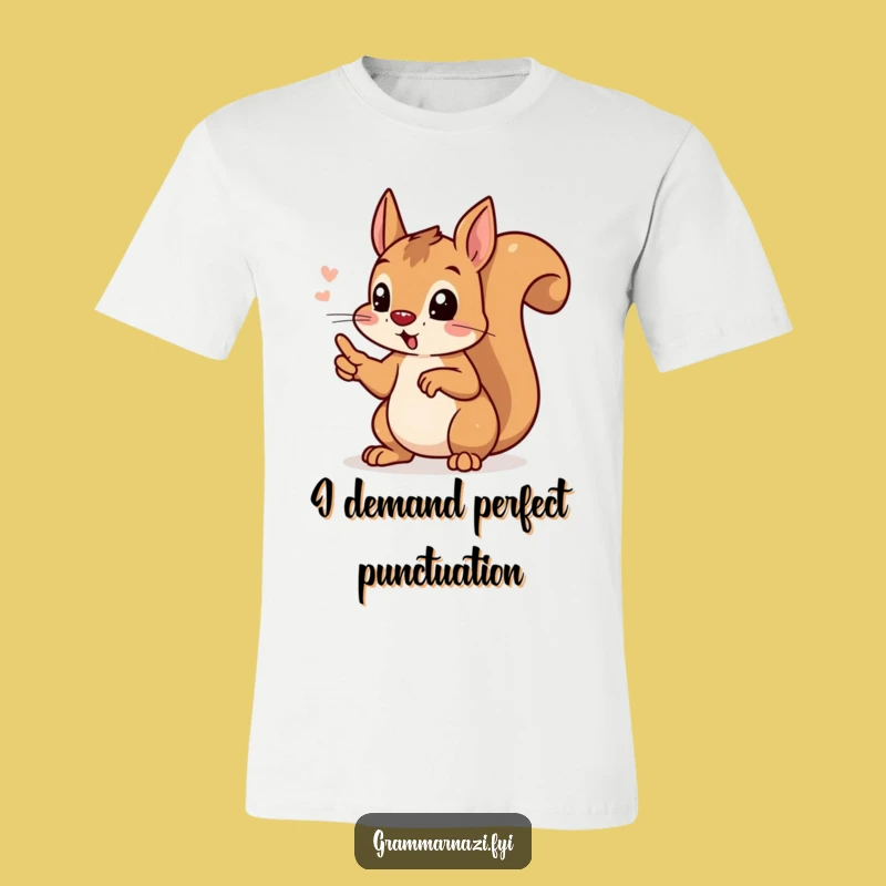 Funny Grammar Squirrel T-Shirt: Hilarious Tee for Punctuation Enthusiasts