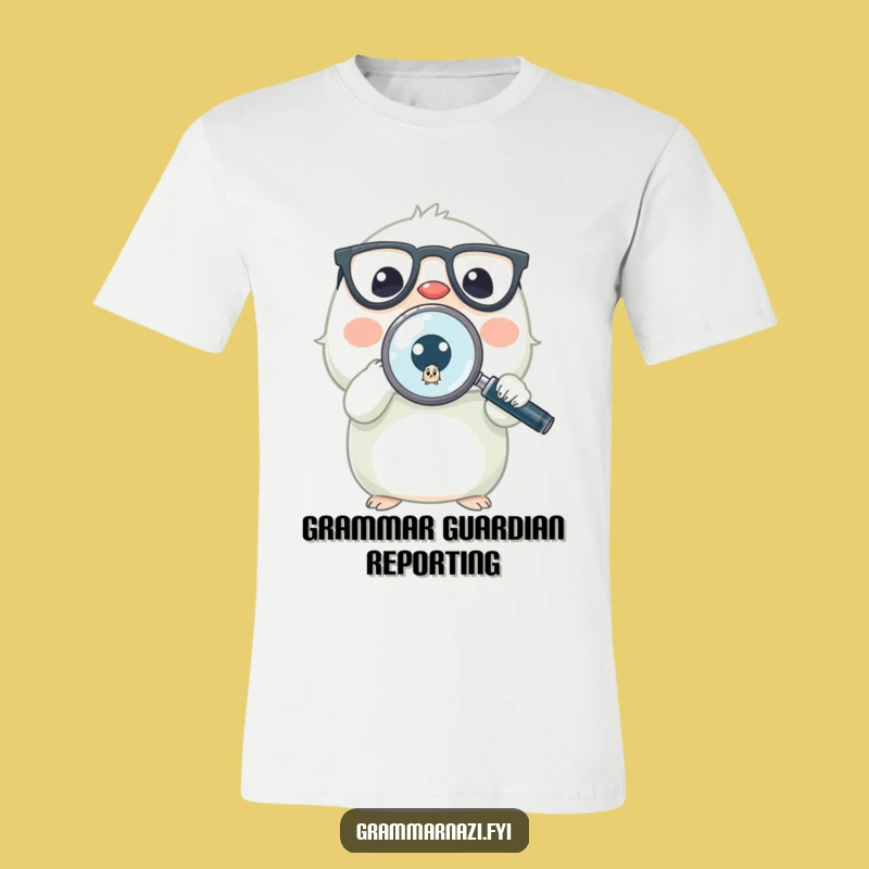 Funny Grammar T-Shirt: Tiny Creature Hunts Lost Period - Hilarious Gift for Word Nerds