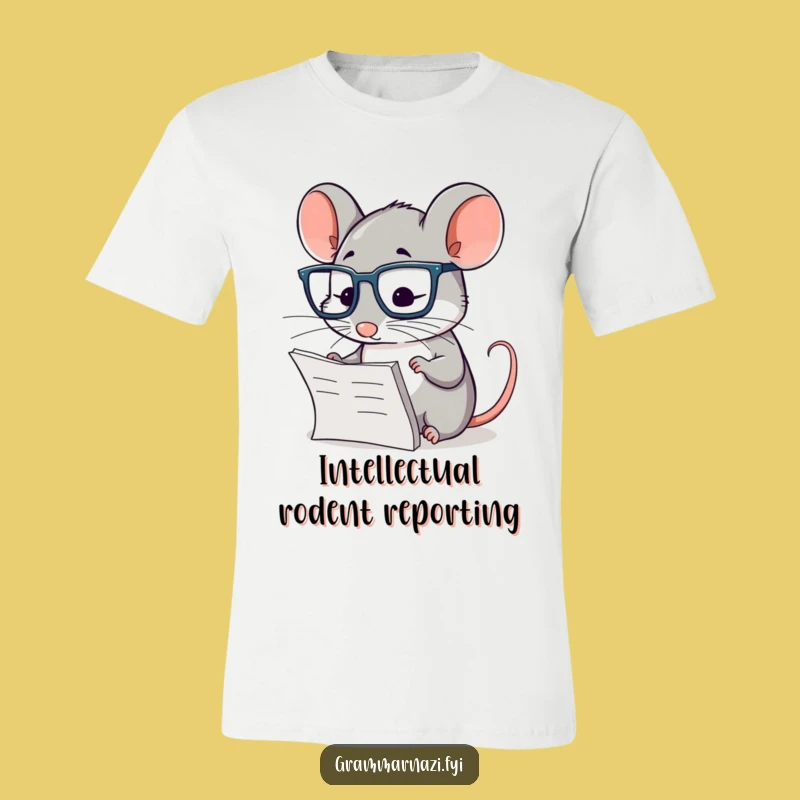 Funny Mouse Scholar T-Shirt: Hilarious Bookworm Apparel for Gift Giving!