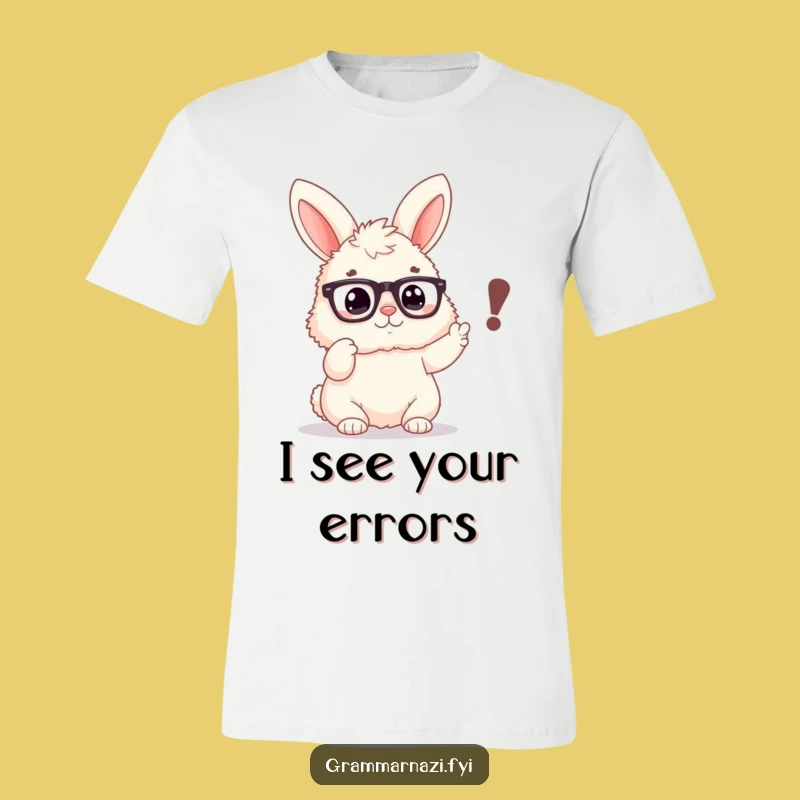 Funny Bunny Grammar T-Shirt - Emphatically Correcting Punctuation - Ideal Gift