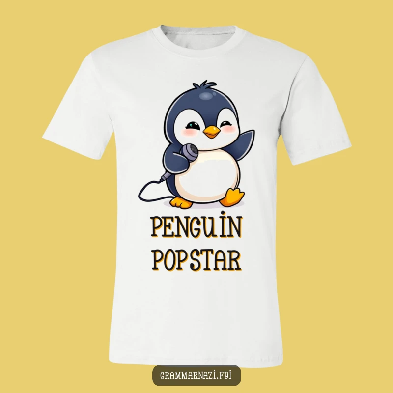 Funny Penguin Mic T-Shirt: Be a Star, Penguin Style!