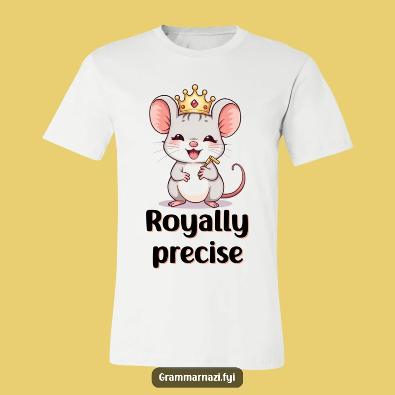 Funny Mouse Crown Polisher T-Shirt - Wear Your Love for Grammar Humor