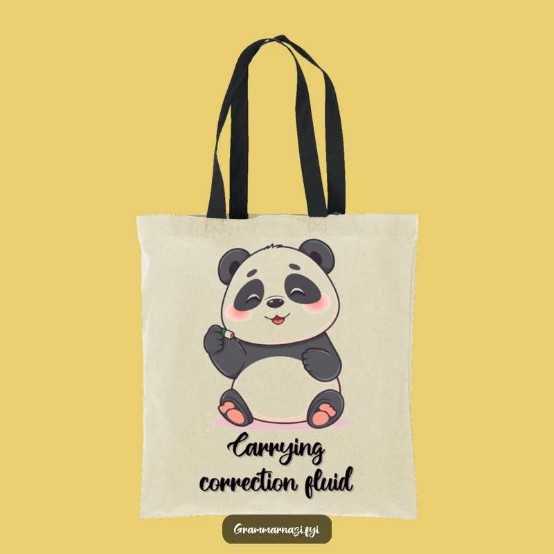 Funny Panda Grammar Tote Bag: Carry Your Corrections, Perfect Funny Gift
