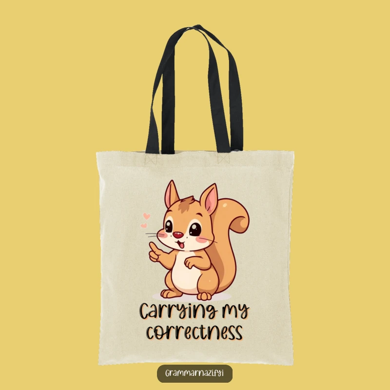 Funny Grammar Squirrel Tote Bag: Hilarious & Practical Writer's Accessory
