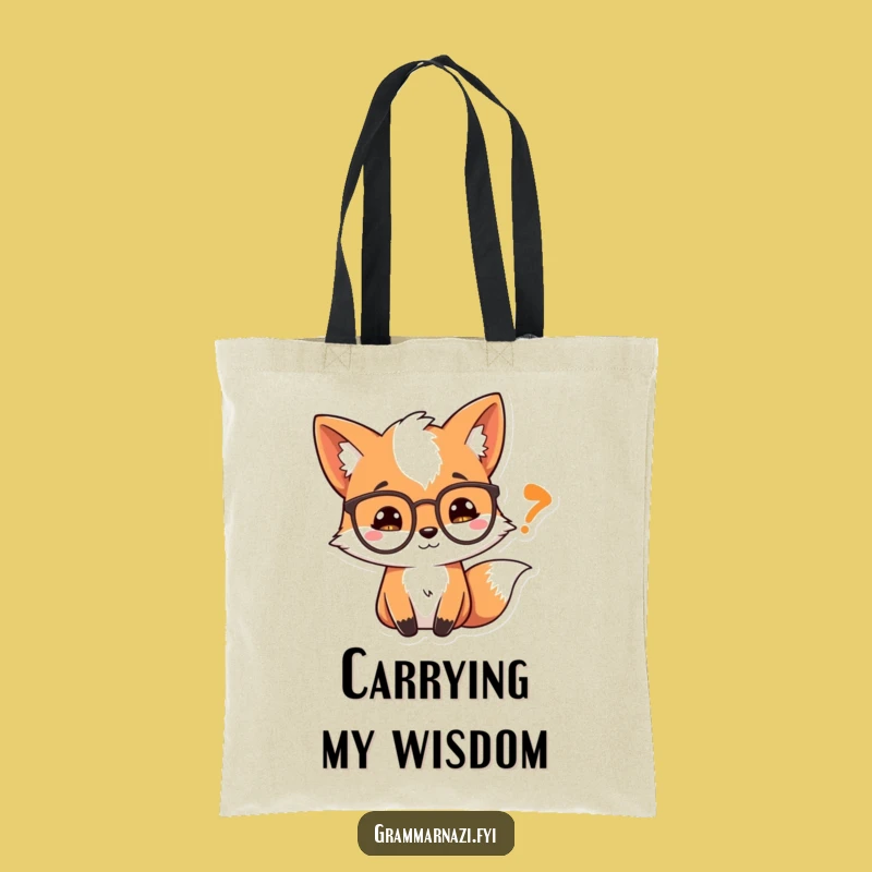 Funny Fox Tote Bag: Quote Explorer Fox Bag, Hilarious Bookworm Accessory Gift