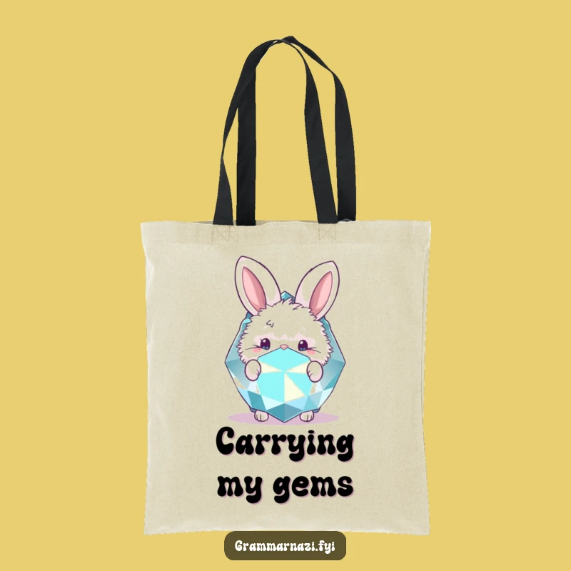 Funny Bunny Gemstone Tote Bag: Carry Your Treasures in Style