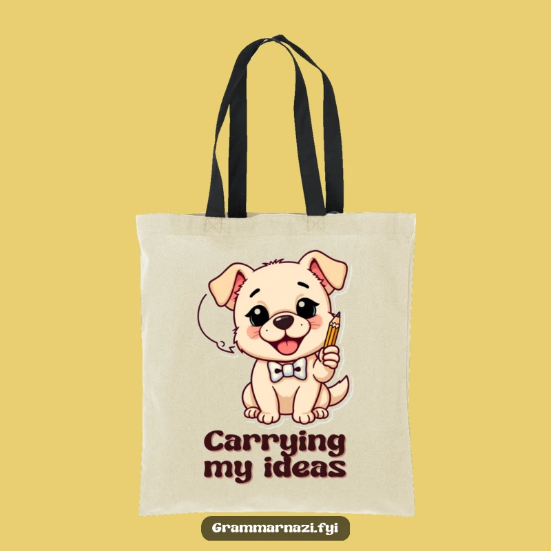 Funny Dog Bow Tie Tote Bag: Carry Your Ideas, Perfect Funny Gift