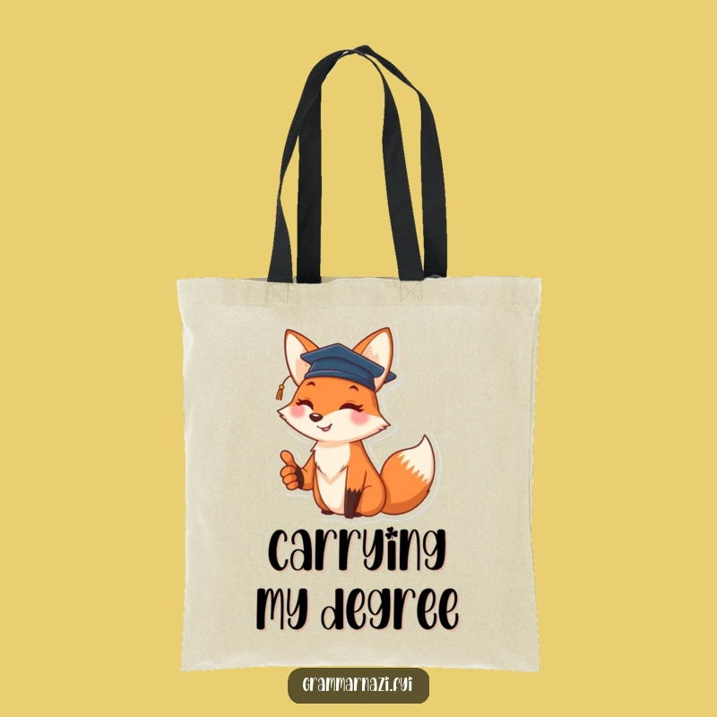 Funny Fox Graduation Tote Bag - Carry Your Diploma with Pride - Great Gift