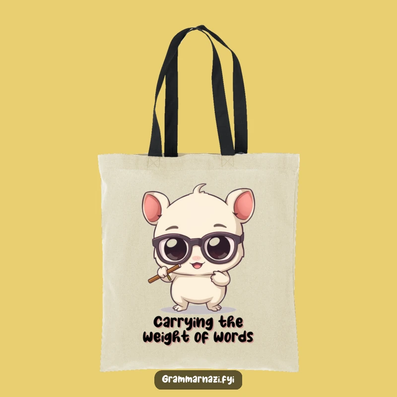 Funny Grammar Enforcer Tote Bag: Bespectacled Creature, Apostrophe Eraser, Stylish Gift