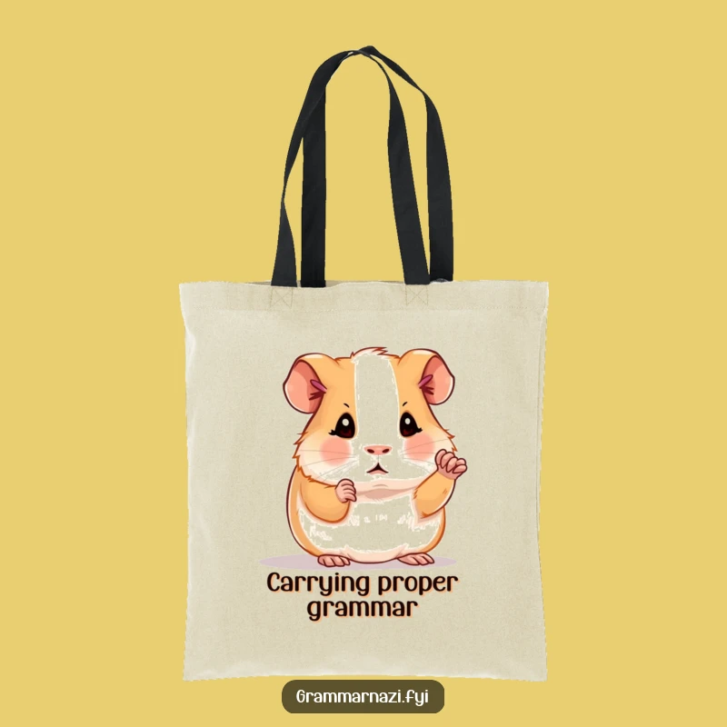 Funny Guinea Pig Tote Bag: Carry Your Books and Grammar Love with Hilarious Flair
