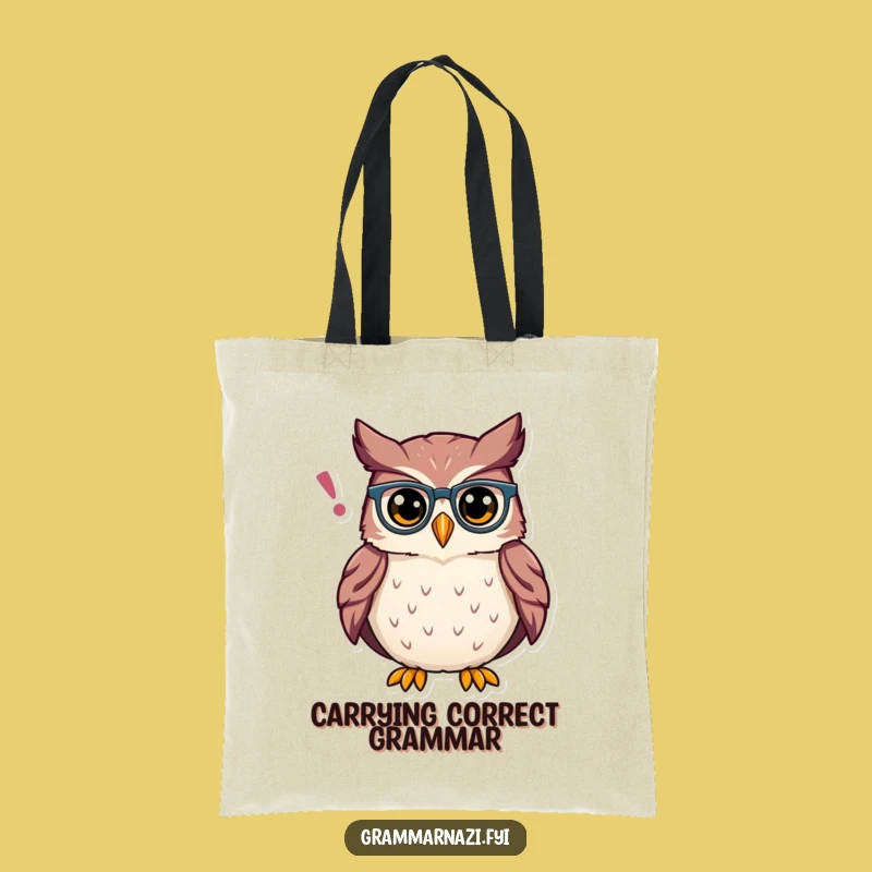 Funny Owl Grammar Tote Bag: Durable Proud Spectacles, Perfect Funny Gift for Scholars