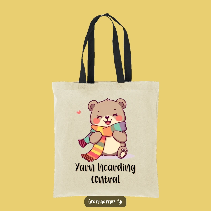 Funny Bear Tote Bag: Joyful Knitter For A Practical Hilarious Gift